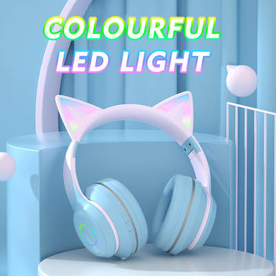 New headset Bluetooth headset ST89M gradient LED luminous cute cat series cat ear wireless Bluetooth headset