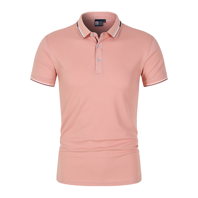 2021 cross-border new pure color men's polo shirt foreign trade plus size light board stand collar T-shirt European and American loose short sleeve fashion