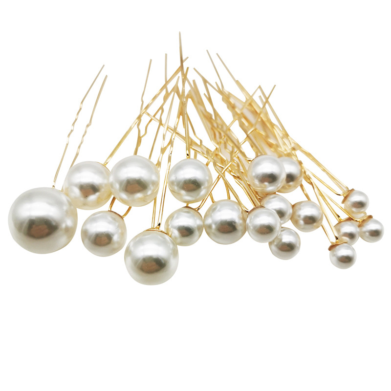 Hairpin New Style Pin Hair Needle U-shaped Pearl suit Hair Hairpin Disc Hair Fork Bride's Wedding Hair Headwear