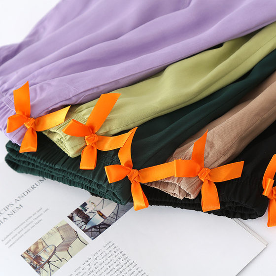 Summer Women's Cotton Silk Shorts + Straight Cropped Pants Casual Home Pants