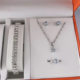 Hot Selling Simple suit Jewelry Fashion All-match Zircon Necklace Earrings Ring Bracelet Four-piece Jewelry in stock