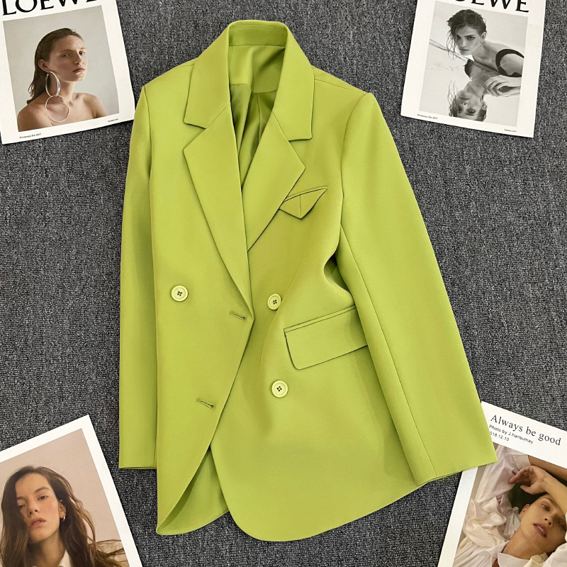 2024 Purple Pink Suit Jacket Women's Spring and Autumn New Double-breasted Design Sense Fashion Elegant All-match Small Suit