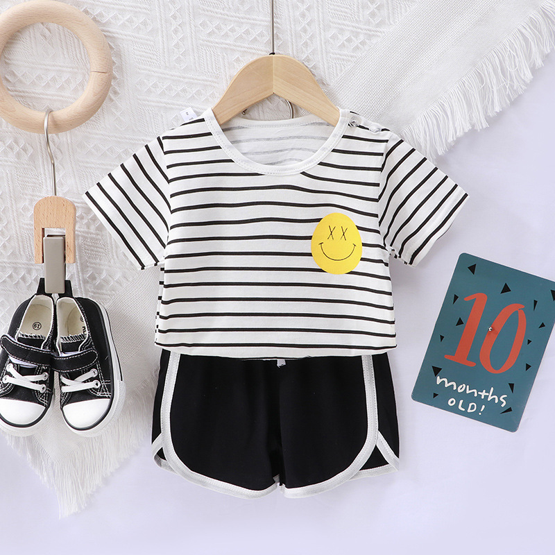 2023 summer 0-5 years old children's short-sleeved suits boys and girls T-shirt shorts infants and young babies thin clothing manufacturers wholesale