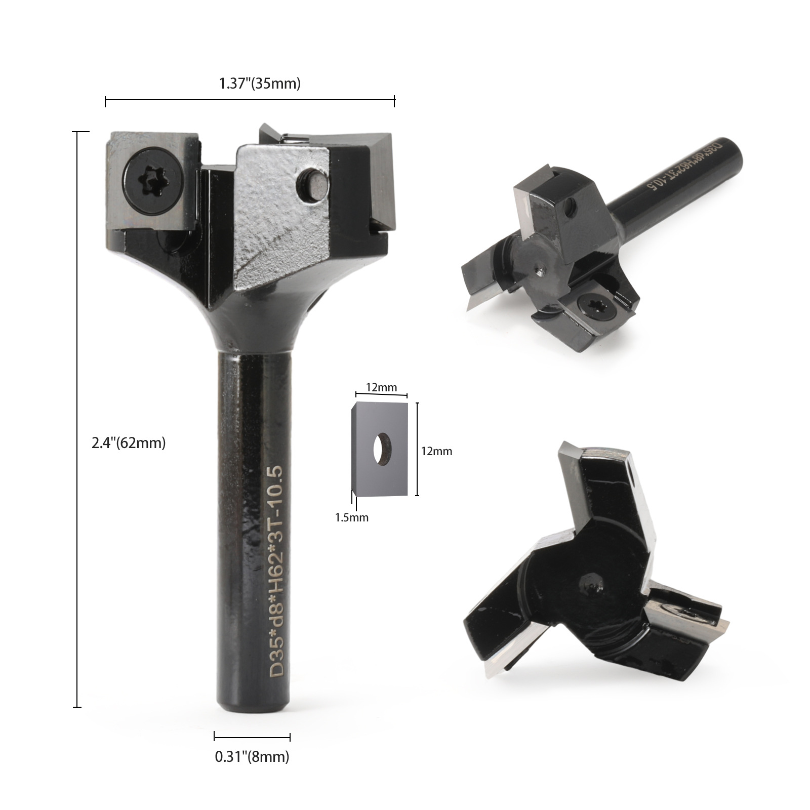 Three-blade T-shaped knife discard three-blade breaking knife 8-handle 12-handle 1/2-handle blade removable woodworking milling cutter