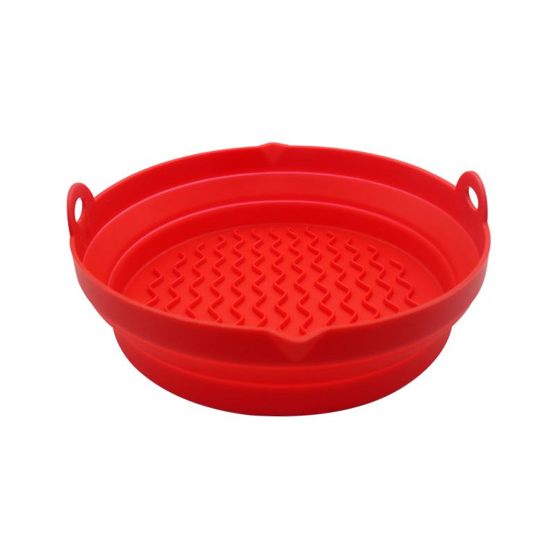 新款圆形烘焙硅胶烤盘垫可折叠耐高温硅胶碗空气炸锅硅胶烤盘