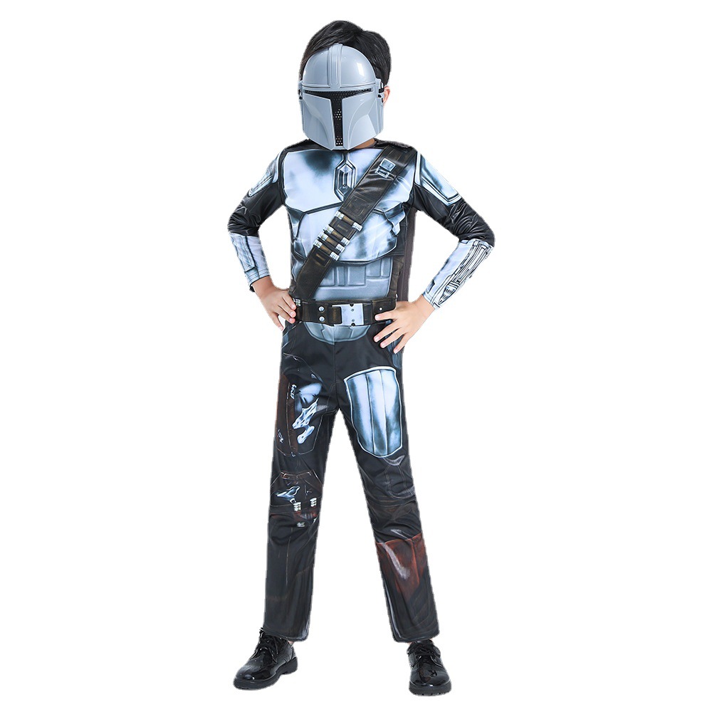 Galaxy Bounty Hunter Mandalorian Kids Play Costume Halloween Holiday Party Show Dress Up