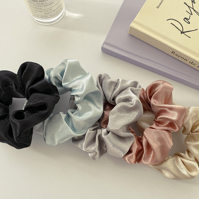 Summer Crystal satin solid color pig large intestine hair ring simple tie rope net red with rubber band hair accessories