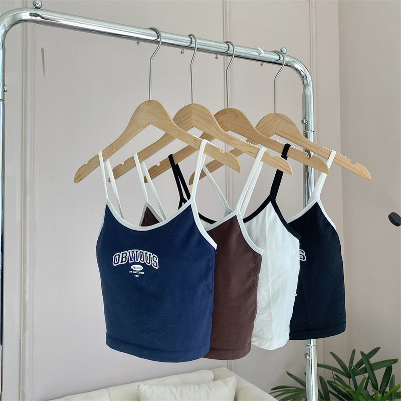 Summer New Camisole Letter Print Girl's Outer Wear Inner Top Chest Wrapped Hot Girl Sports Short Top
