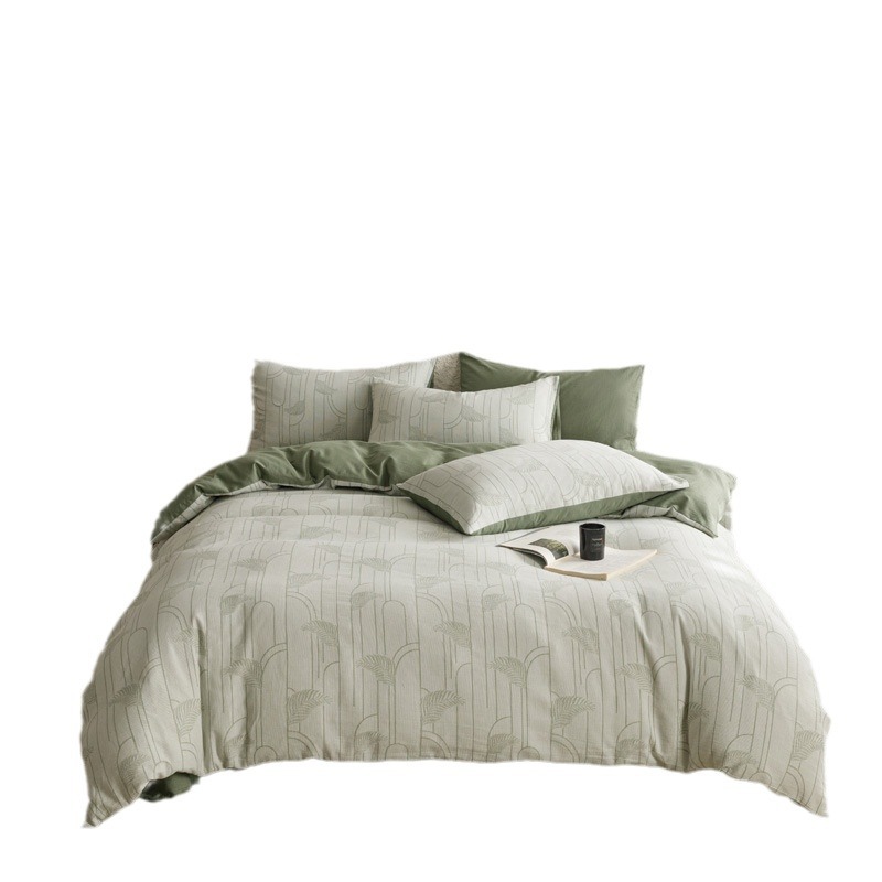 Light Luxury Style Pure Cotton Class A Jacquard Four-piece Set Pure Cotton Washed Cotton Three-piece Set Household Set Bed Sheet Quilt Cover Pillowcase