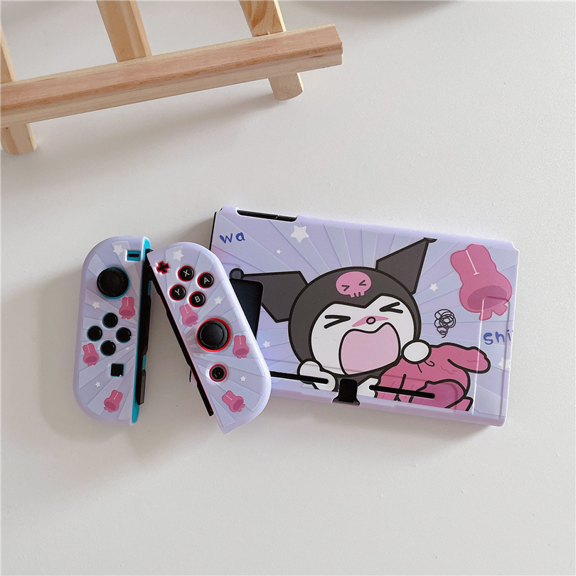 卡通庫洛米適用OLED任天堂Switch彩殼分體遊戲機 tpu保護套軟NS包