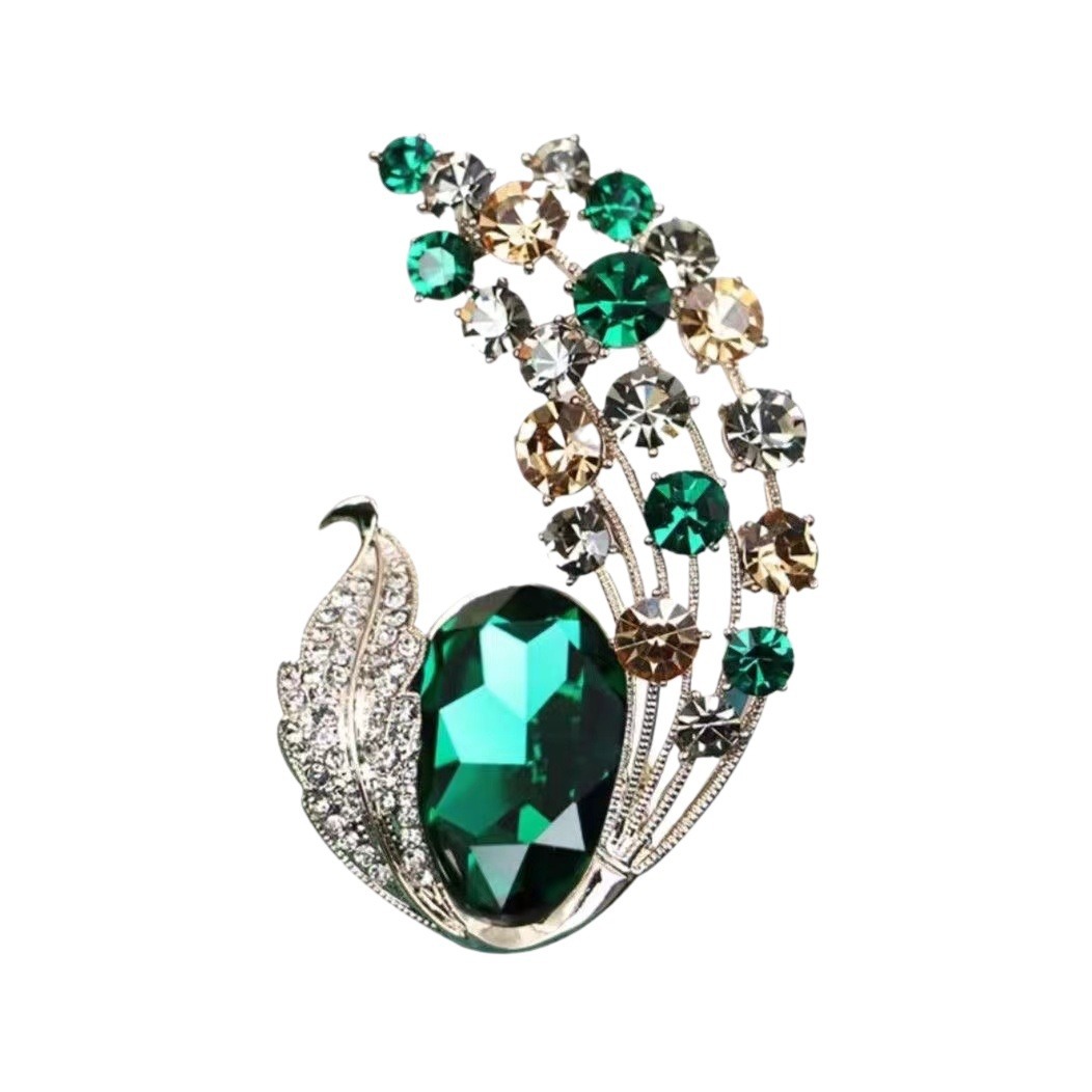 European and American style alloy brooch elegant retro luxury super shiny crystal brooch fashion women's coat corsage pin