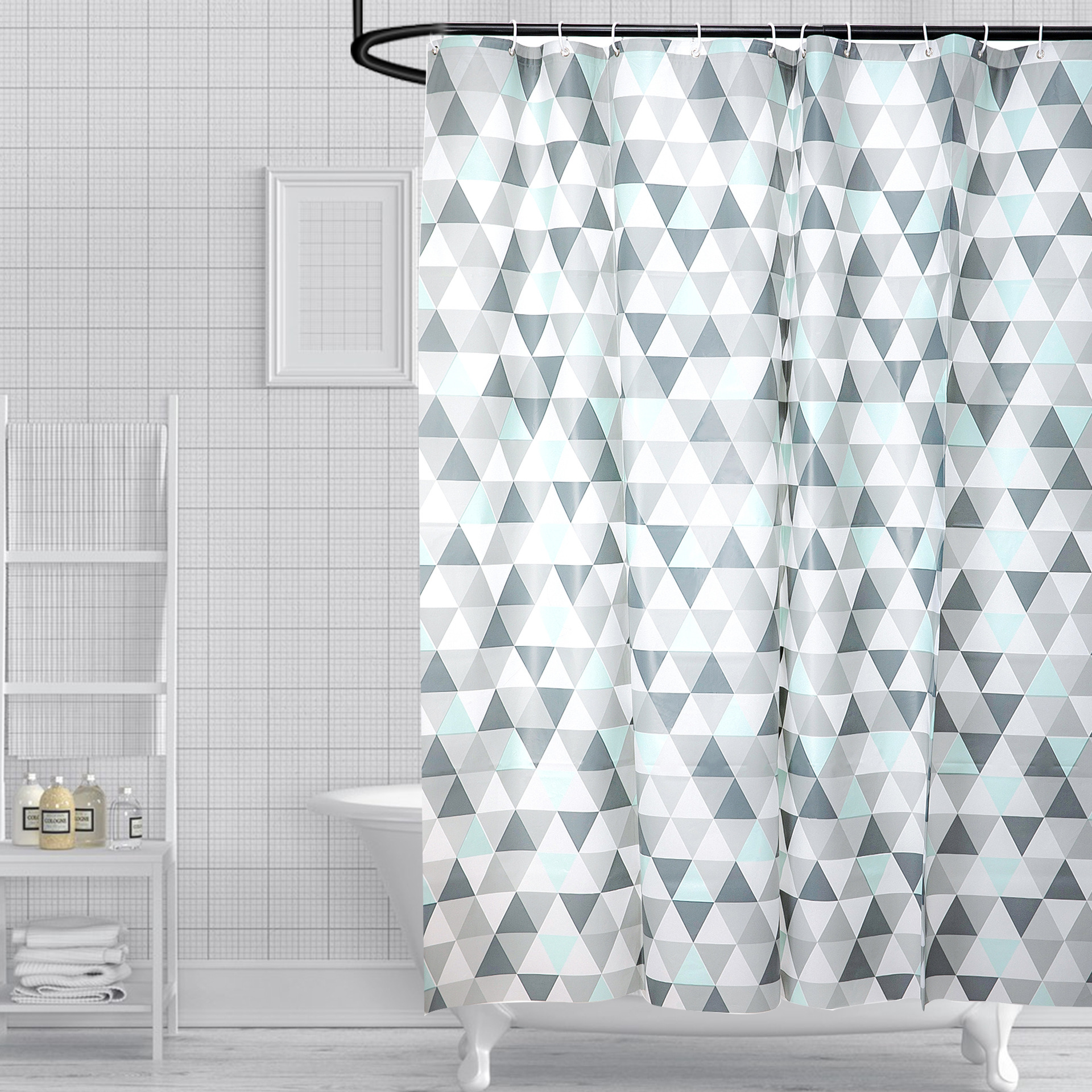 Grey triangle peva waterproof thick hotel bathroom curtain spot wholesale