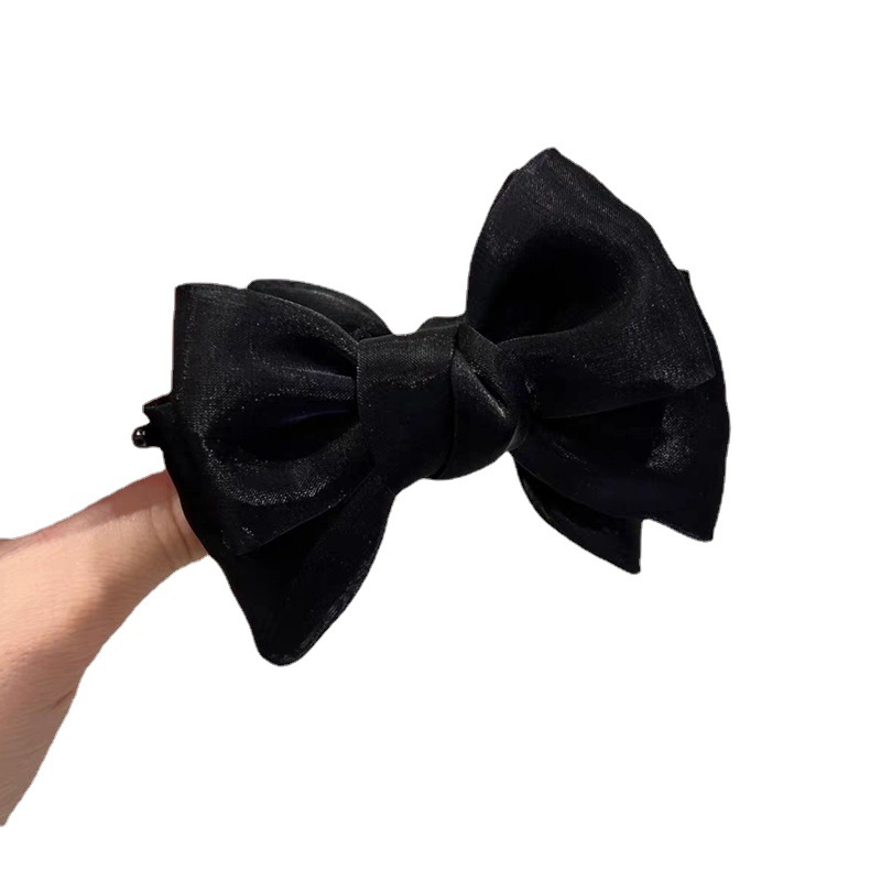 Internet celebrity new black bow hairpin back head spoon summer headdress top clip large ribbon hairpin hair rope hair accessories