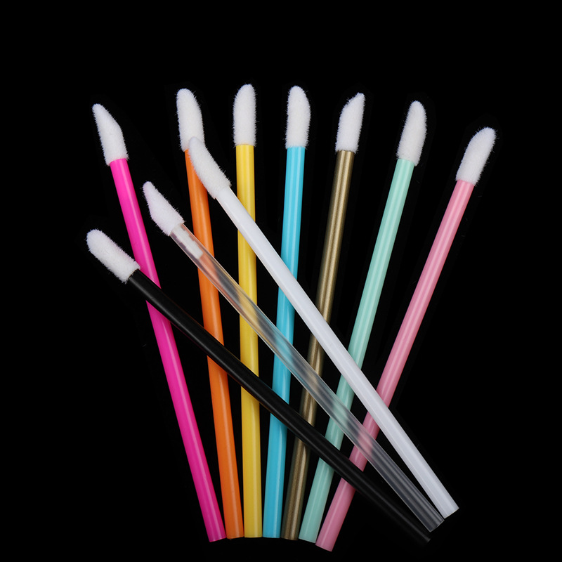 in stock 50 pcs/pack disposable hollow mini lip brush portable transparent lipstick lip stick hollow lip brush