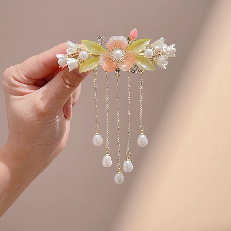 Factory Direct sales ancient style super fairy fashion flower tassel hairpin Hanfu cheongsam accessories half tie Pearl hairpin wholesale_voghion.com