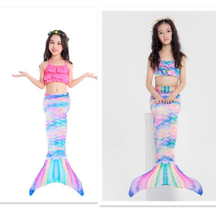 Mermaid Swimsuit Mermaid Tail Children's Hot Spring Swimsuit Girls' Bikini Three-piece 2021 New