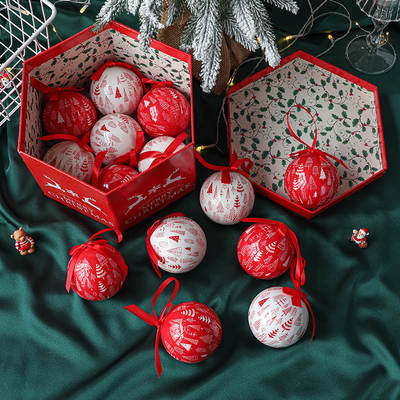 Cross-border Hot Sale Amazon Christmas Ball Snowflake Old Man Snowman Sticker Painting Foam Boxed Ball Tree Pendant Decorations