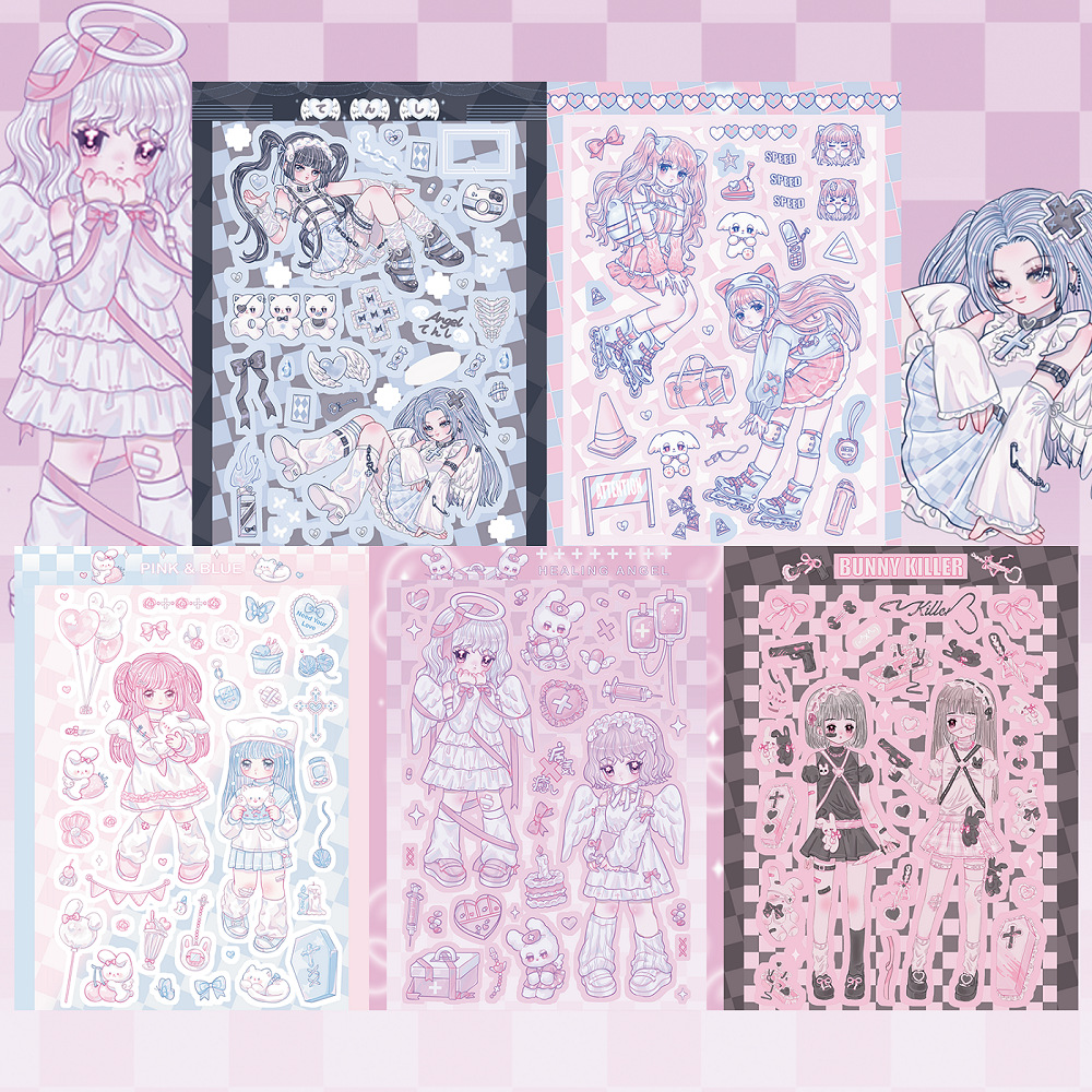 Coisini Original Sweet Asia Style Character Sticker Ins Korean Version Sweet Cool Double Girl Guka Handbook Sticker Wholesale 