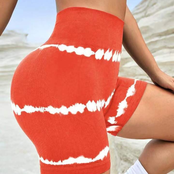 150 New Color Three-point Fitness Pants Outdoor Sports Peach Hip-lifting High Waist Elastic Yoga Pants Tie-dyed Shorts for Women