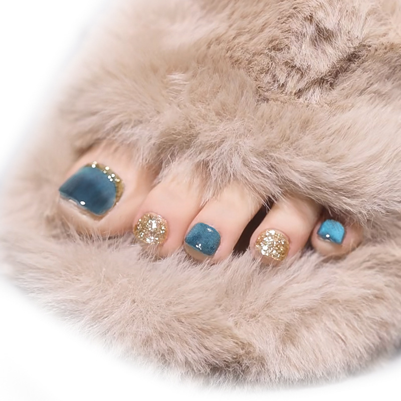 Wearing nail toenails handmade cat's eye golden French jumping pieces high quality nail pieces spot finished wholesale nail pieces