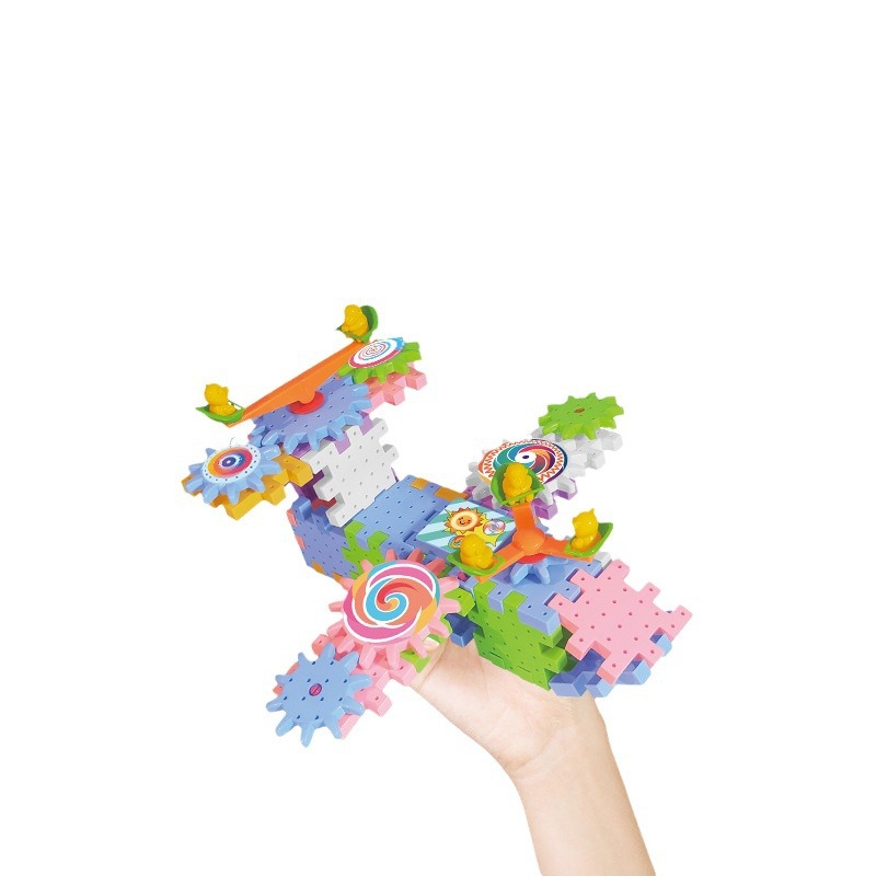 Cross-border Variety Electric Science and Education Building Blocks Mechanical Gear Rotating DIY Building Blocks Children's Educational Assembling Toys suit