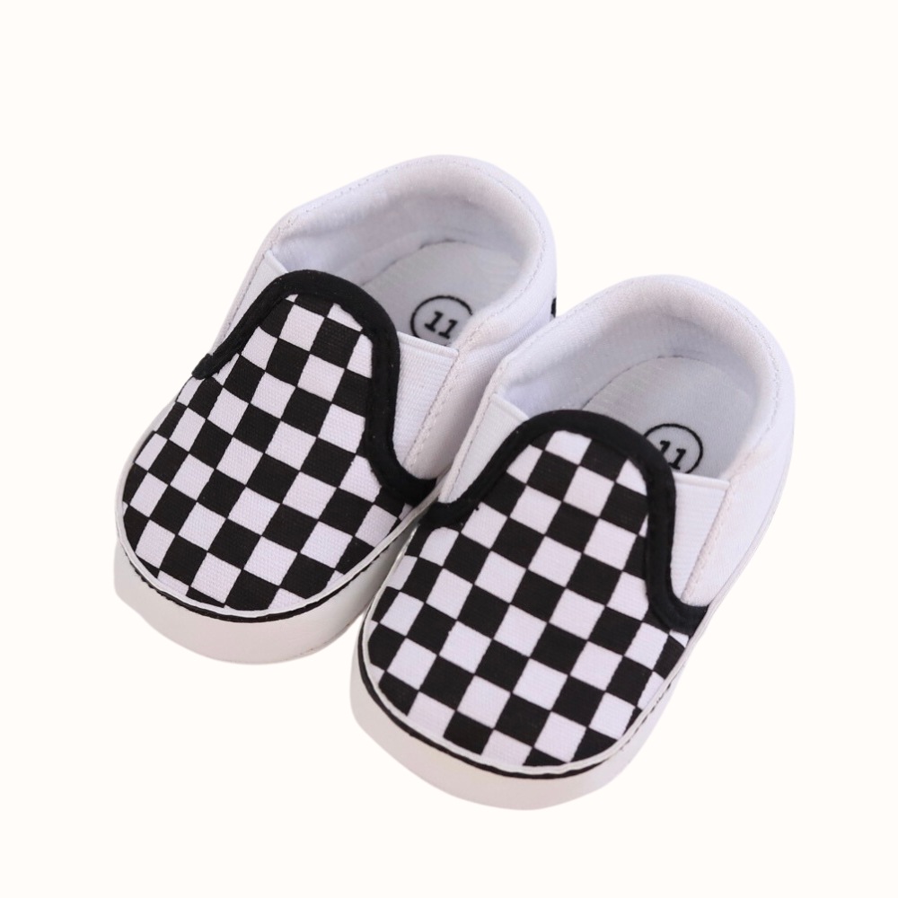 No gender baby toddler shoes fashion Plaid baby first pair of step shoes comfortable lightweight slip-on shoes