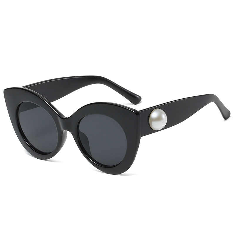 New Fashion Cat's Eye Large Frame Sunglasses Internet Celebrity Street Shooting Candy Color Pearl Glasses Women's Trendy Sunglasses s21223