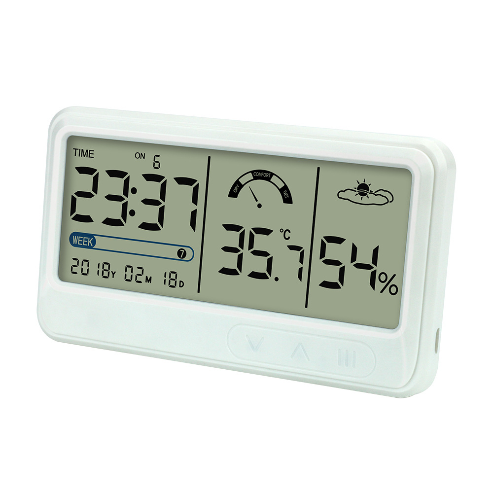 Amazon hot selling multi-function Digital LCD weather clock temperature and humidity monitor indoor large screen temperature and humidity meter