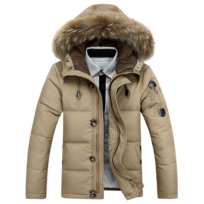 Cross-border exclusive new men's down jacket Korean-style thickened raccoon fur collar men's down jacket fashionable one-piece delivery