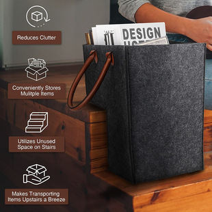 Household Stair Felt Portable Storage Basket Large Capacity Foldable Square Round Home Toy Solid Color Dirty Clothes Basket