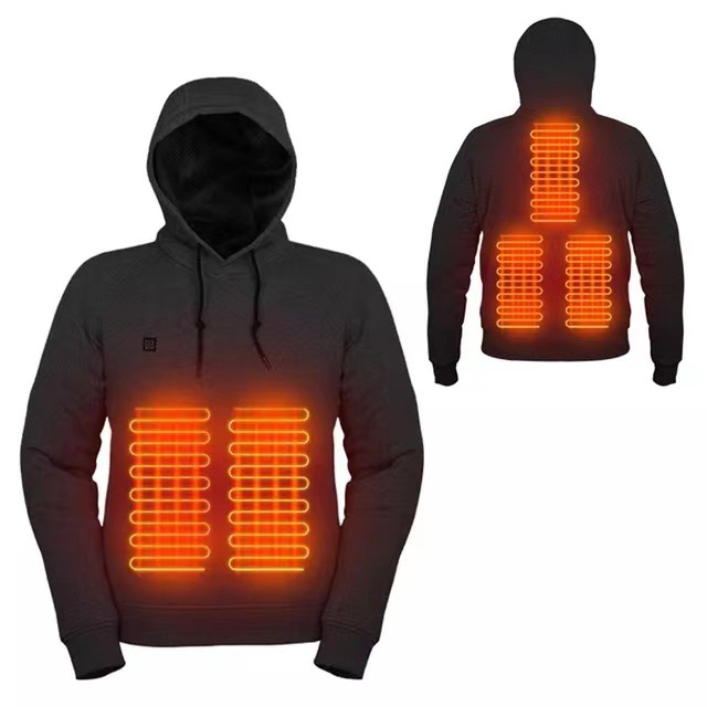 Cross-border hooded heating sweater heating clothes men's USB heating sweater warm outdoor elastic casual electric heating clothes