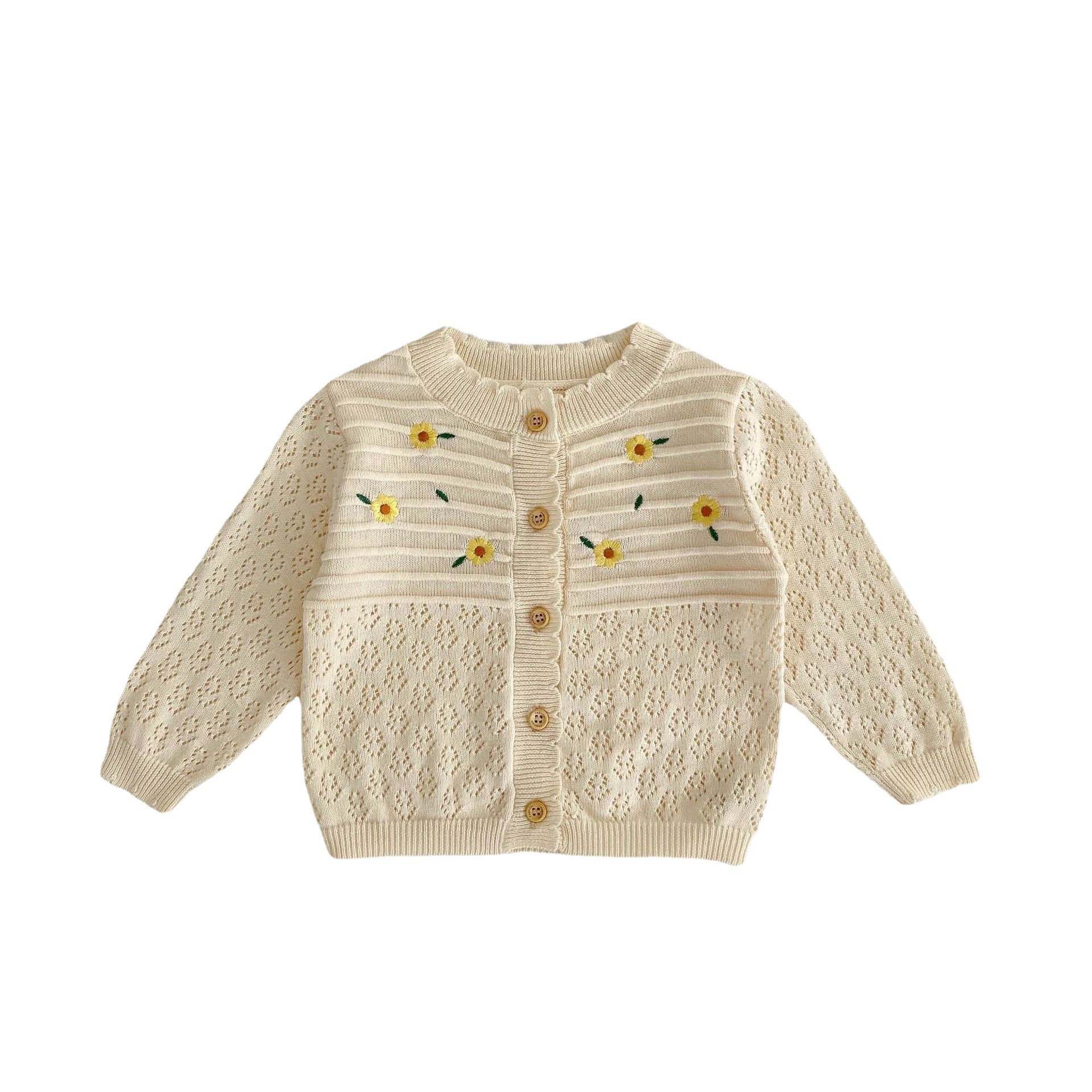Spring and Summer 2023 New Flower Embroidered Hollow Long-sleeved Coat Sunscreen Air Conditioning Cardigan Long-sleeved Knitted Coat