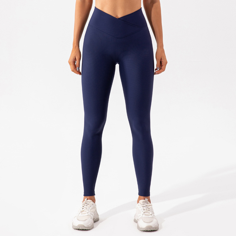 2023 Cross-border European and American Yoga Pants Women's High Waist Tight Quick-drying Thread Fitness Pants Slimming Hip-lifting Running Sports Pants