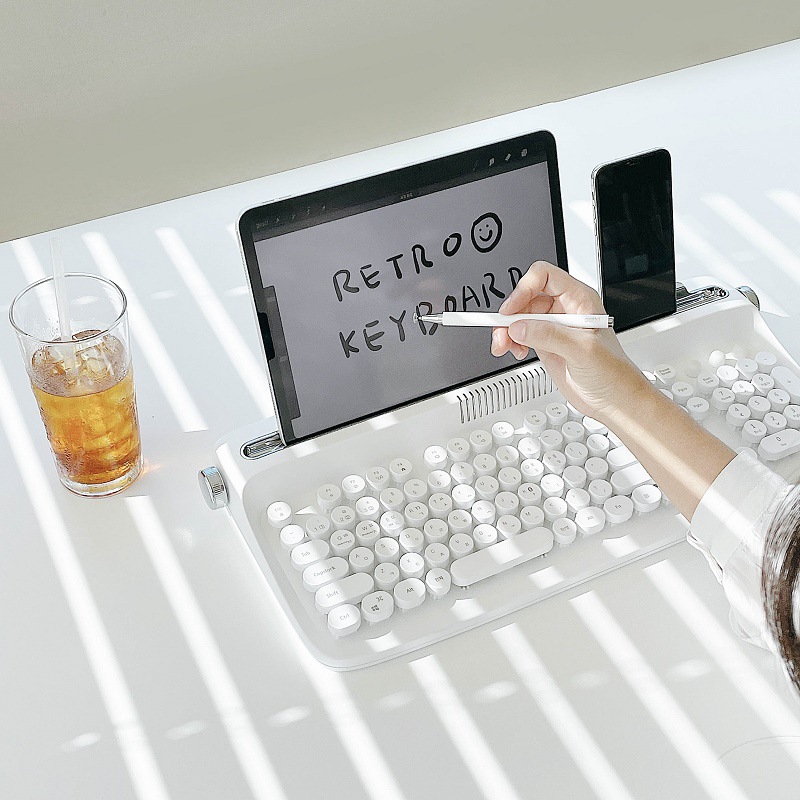 B503 Bluetooth wireless office typewriter feel keyboard tablet universal fashion retro round key cap English