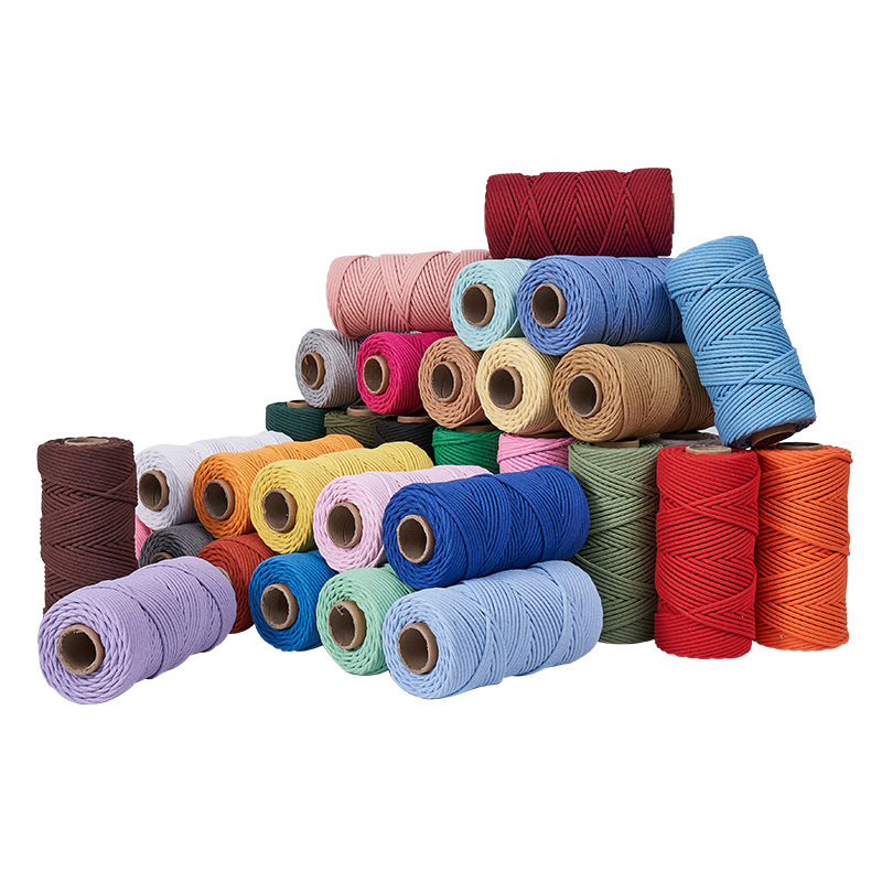 4mm color cotton rope multi-strand synthetic color woven rope handmade tapestry home textile tag rope DIY cotton rope