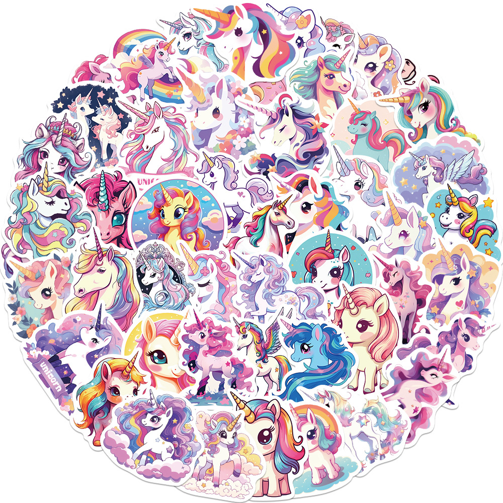 50 cartoon unicorn graffiti stickers guitar notebook luggage DIY waterproof stickers cross-border wholesale