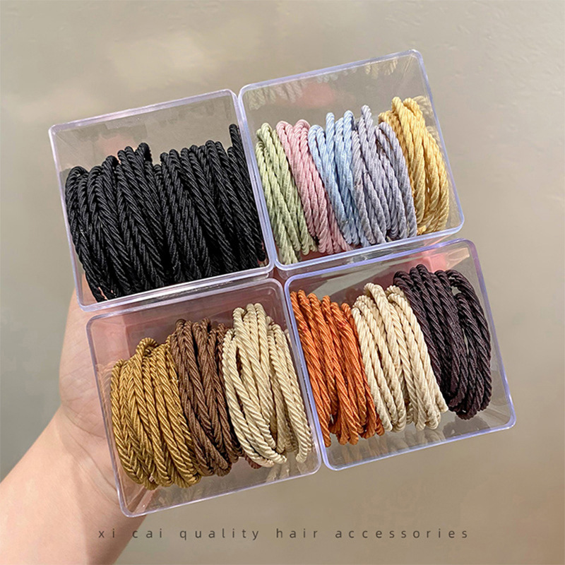 Boxed head rope rubber band female tie head high ponytail hair rope hair band leather cover high elastic adult durable strong simple