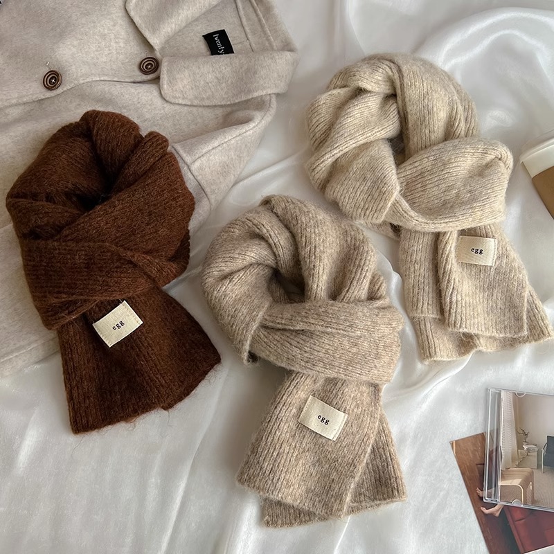 Korean egg scarf female mohair autumn and winter warm cold-proof scarf knitted soft glutinous student couple shawl ins