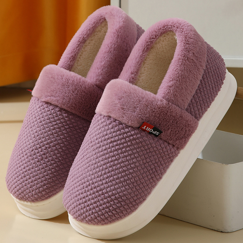 New in stock PU Cotton Slippers Men's plus size Home Indoor Thickened Warm Non-slip Casual All-match Slippers for Men