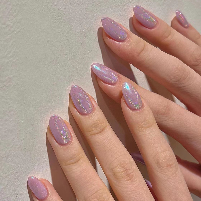 穿戴美甲紫色閃粉穿戴甲 極光美甲貼片穿戴甲批發美甲穿戴nails