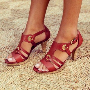 Amazon independent station 2022 summer new European and American metal buckle high heel women's plus size sandals 43 size in stock cross-border