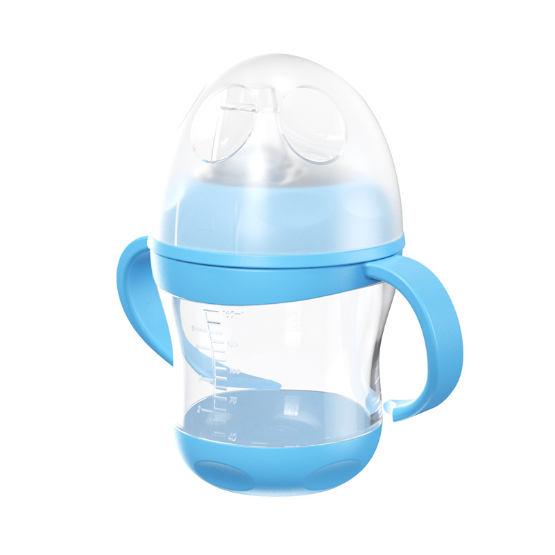 Baby's Duckbill Cup Drip-proof with Lid and Handle Children's Drinking Cup Baby Silicone Duckbill Cup with Scale