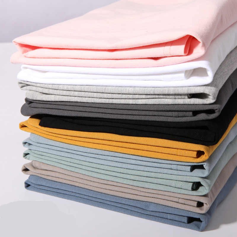 2024 spring and summer new 180g short sleeve T-shirt men's solid color cotton T-shirt round neck loose half sleeve bottoming shirt men's clothing