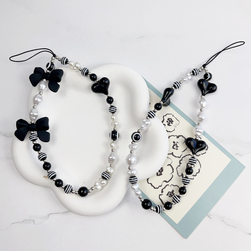 New Japanese and Korean ins colorful love mobile phone chain ornaments universal beaded color chain anti-lost portable rope