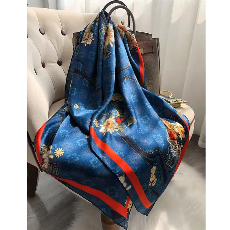 2023 Li Brocade Satin Scarf Women's Winter New Spring and Autumn Fashion Shawl Summer Sun Protection All-match Scarf Wholesale