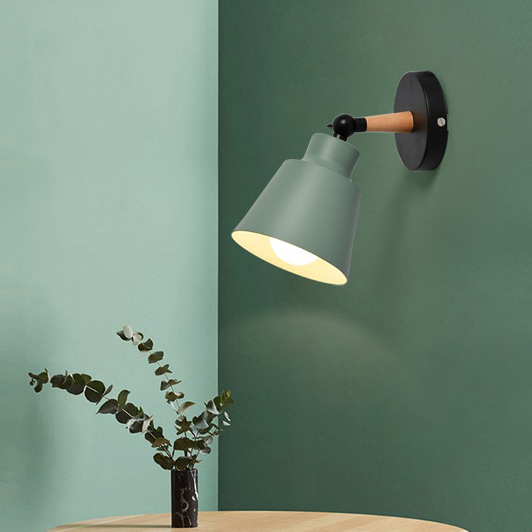 Cross-border Nordic log creative bedroom bedside wall lamp aisle color children's room mirror front lamp stair lamp Zhongshan