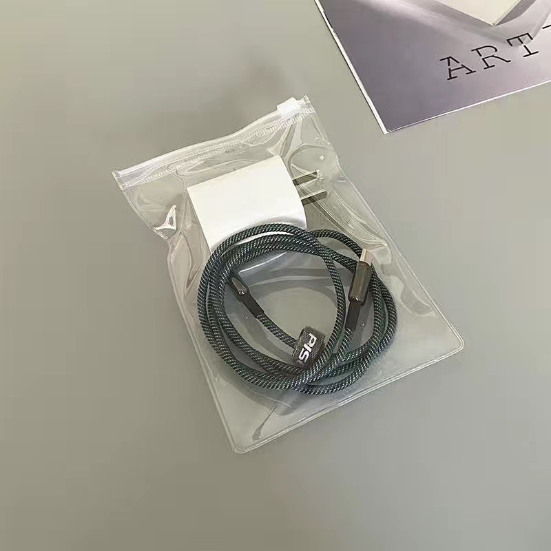 Transparent zipper PVC jewelry jewelry storage bag convenient dust-proof anti-oxidation data cable bag text play walnut bag