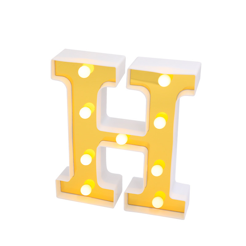 LED Letter Lamp Bronzing silver English 21.8 Letter Lamp Valentine's Day Decorative Lamp Wedding Shape