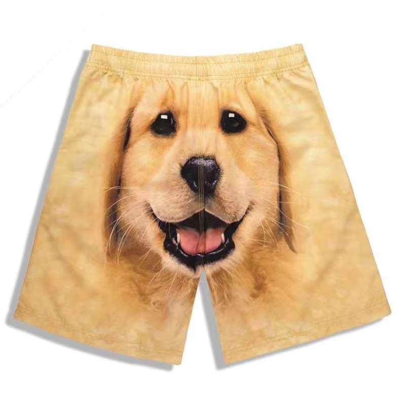 Funny funny golden retriever shorts couple casual walking home pajama pants cute cartoon beach pants quick-drying sports pants