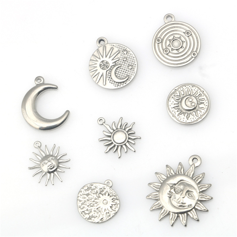 European and American hip-hop stainless steel sun star moon pendant fashion cool personality pendant DIY accessories